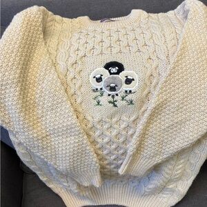 True Scottish Highland wool sweater with adorable sheep design size S.